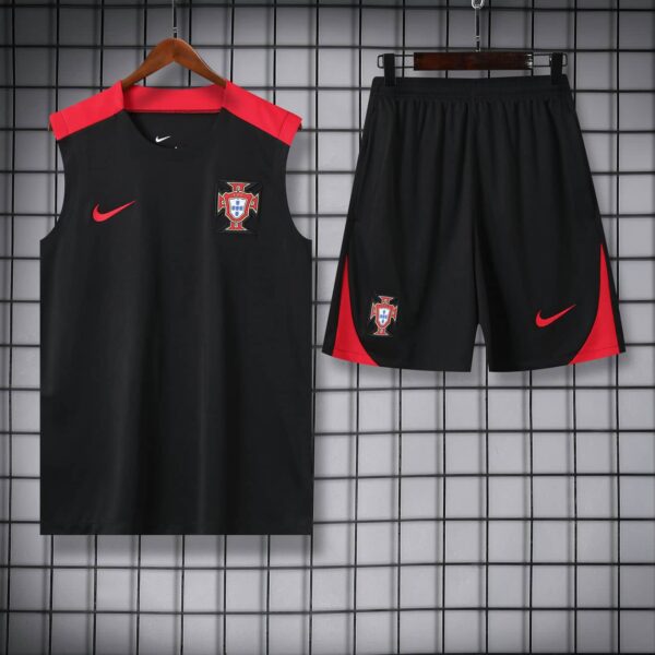 Portugal 2024-25 Black & Red Vest Training Kit - Image 3