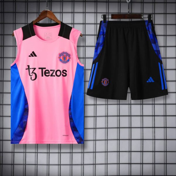 Manchester United 2024-25 Pink Blue Vest Training Kit - Image 3