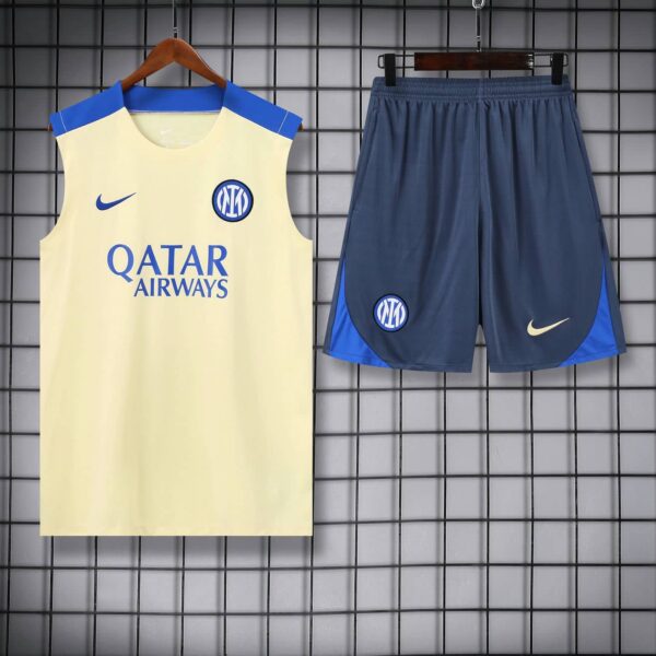 Inter Milan 2024-25 Beige and Blue Vest Training Kit - Image 3