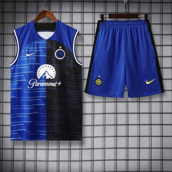 Inter Milan 2024-25 Blue and Black Half-and-Half Vest Training Kit - Image 3