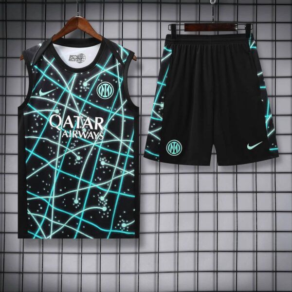 Inter Milan 2025-26 Black with Neon Lines Vest Training Kit - Image 3
