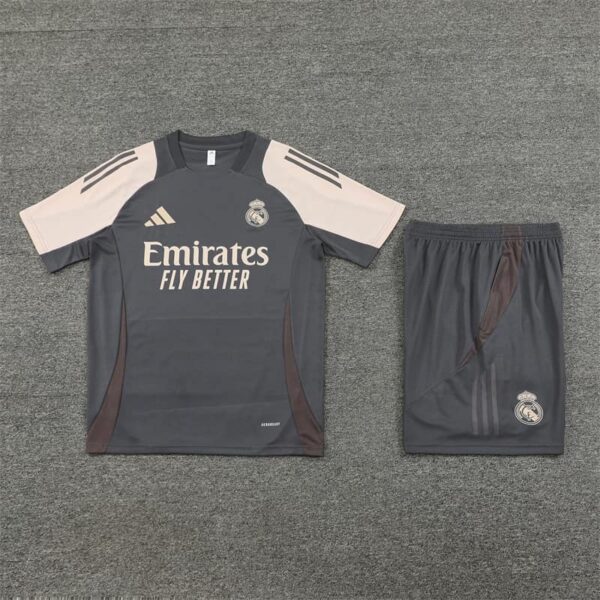 Real Madrid 2024-25 Dark Grey Short Sleeve Training Kit - Image 3