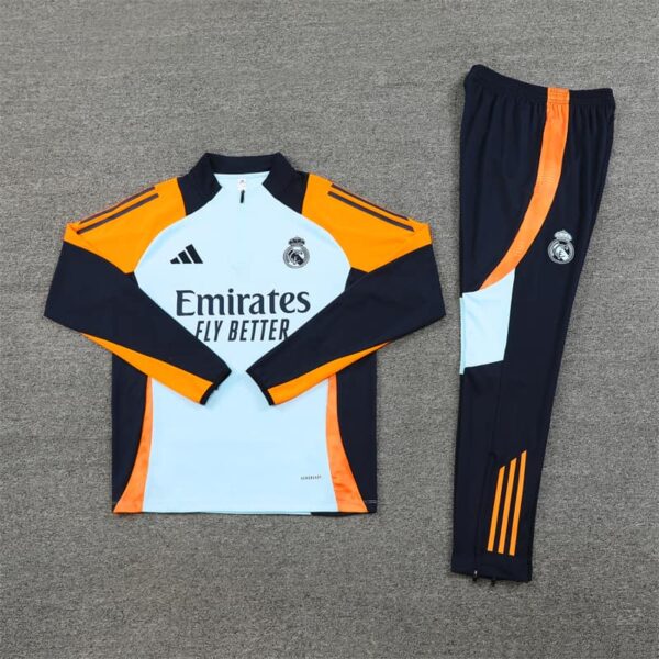 Real Madrid 2024-25 Light Blue Half Zip Long Sleeve Training Kit - Image 3