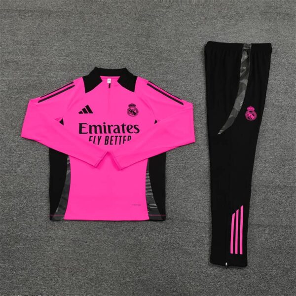 Real Madrid 2024-25 Rose Red Half Zip Long Sleeve Training Kit - Image 3