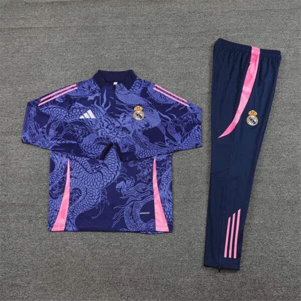 Real Madrid 2024-25 Royal Blue Dragon Half Zip Long Sleeve Training Kit - Image 3