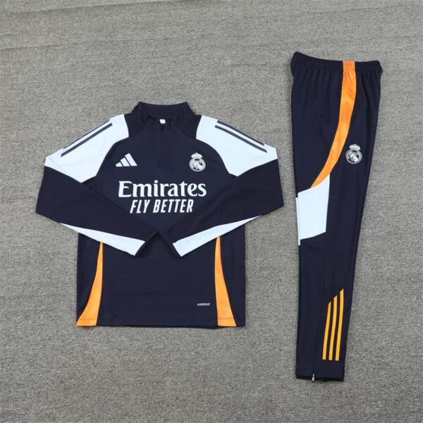 Real Madrid 2024-25 Royal Blue Half Zip Long Sleeve Training Kit - Image 3