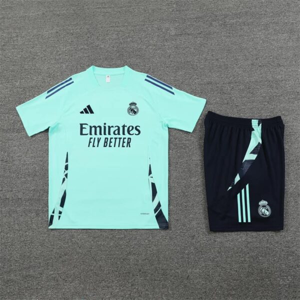 Real Madrid 2024-25 Turquoise Blue Short Sleeve Training Kit - Image 3
