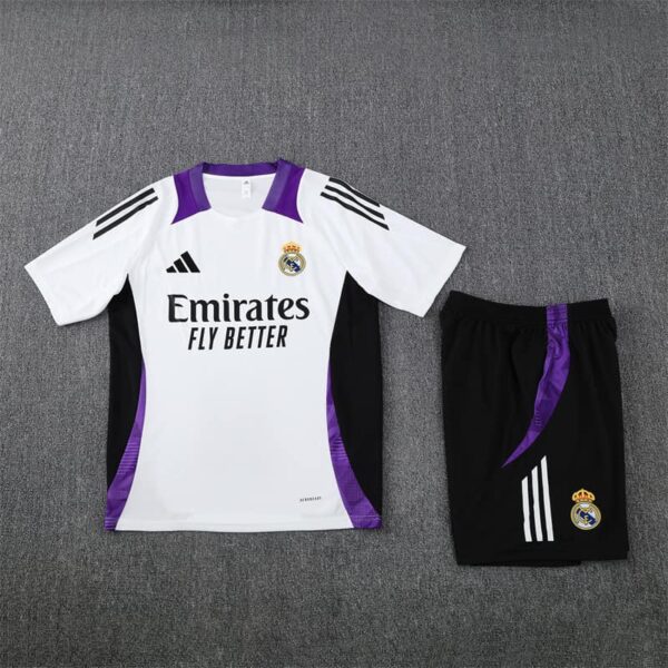 Real Madrid 2024-25 White Purple Short Sleeve Training Kit - Image 3
