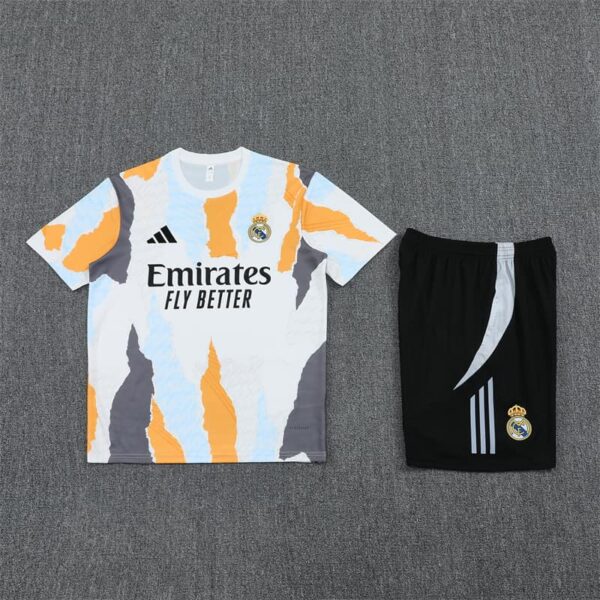 Real Madrid 2024-25 Yellow White (Camo Edition) Short Sleeve Training Kit - Image 3