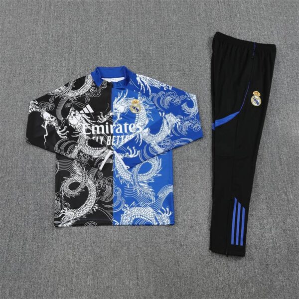Real Madrid 2025-26 Black Blue  Half Zip Long Sleeve Training Kit - Image 3