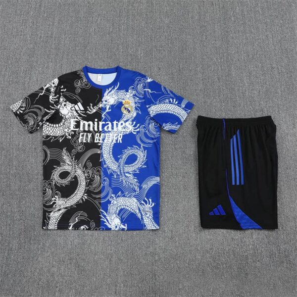 Real Madrid 2025-26 Black Blue Short Sleeve Training Kit - Image 3
