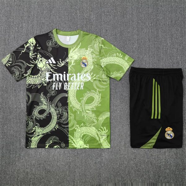 Real Madrid 2025-26 Black Green Short Sleeve Training Kit - Image 3
