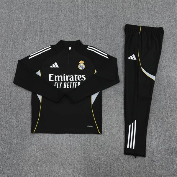 Real Madrid 2025-26 Black Half Zip Long Sleeve Training Kit - Image 3