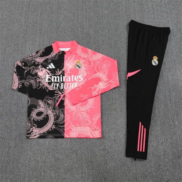 Real Madrid 2025-26 Black Pink Half Zip Long Sleeve Training Kit - Image 3
