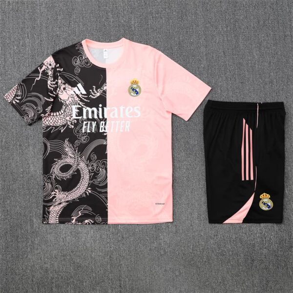 Real Madrid 2025-26 Black Pink Short Sleeve Training Kit - Image 3
