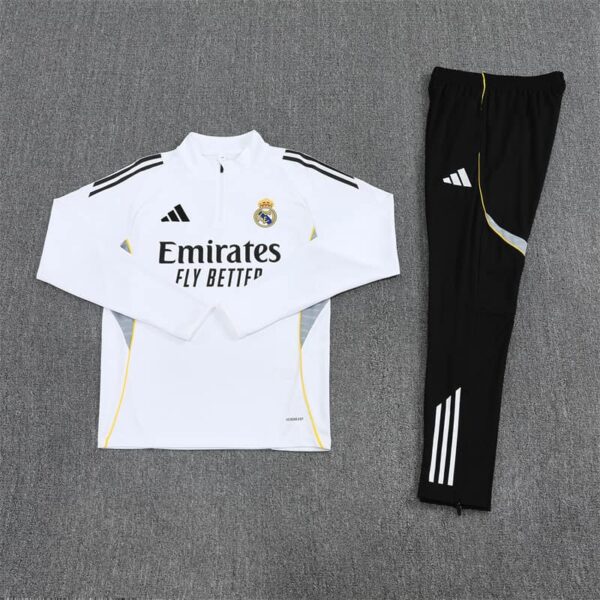 Real Madrid 2025-26 White Half Zip Long Sleeve Training Kit - Image 3