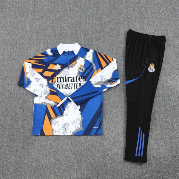 Real Madrid 2025-26 Yellow Blue (Camo Edition) Half Zip Long Sleeve Training Kit - Image 3