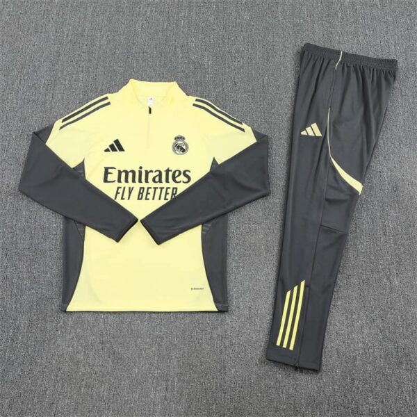 Real Madrid 2025-26 Yellow Half Zip Long Sleeve Training Kit - Image 3