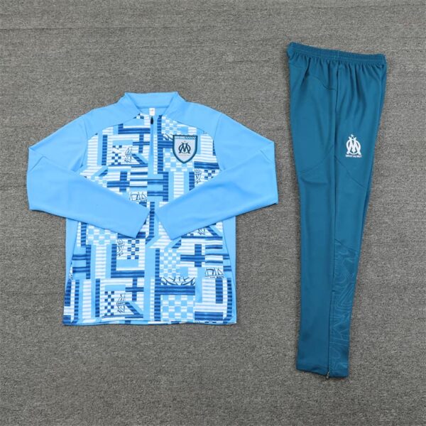 Marseille 2024-25 Light Blue (Camo Edition) Half Zip Long Sleeve Training Kit - Image 3