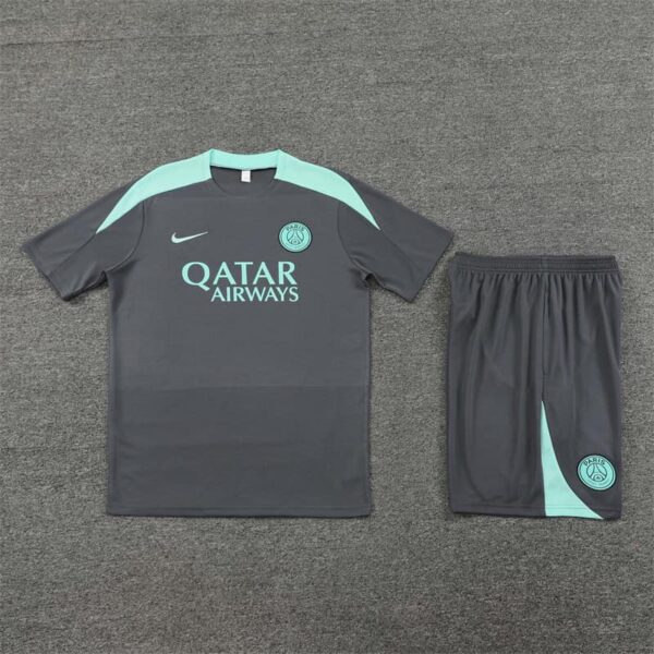 PSG 2024-25 Dark Grey Light Blue Short Sleeve Training Kit - Image 3