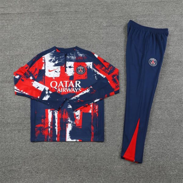 PSG 2024-25 Red Blue (Camo Edition) Half Zip Long Sleeve Training Kit - Image 3