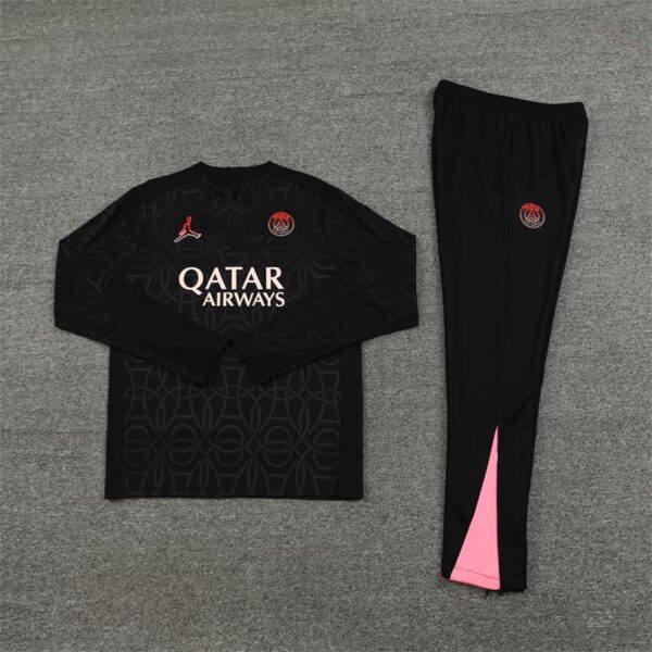 PSG Jordan 2024-25 Black (Embossed Edition) Half Zip Long Sleeve Training Kit - Image 3