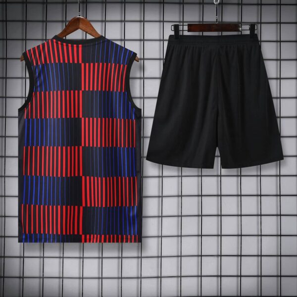 Barcelona 2025-26 Black with Red and Blue Stripes Vest Training Kit - Image 4