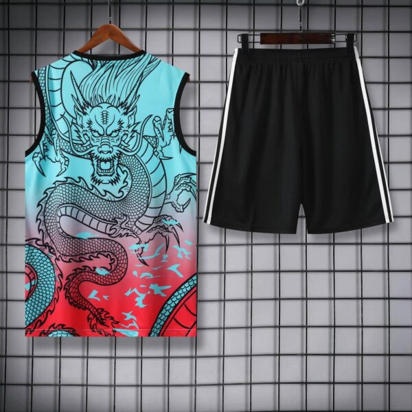 Real Madrid 2024-25 Dragon Cyan-Red Vest Training Kit - Image 4