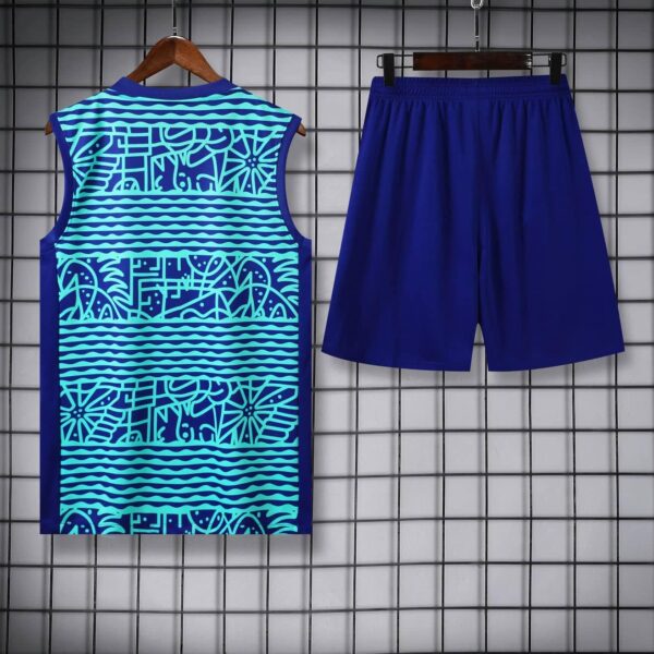 Brazil 2024-25 Blue with Waves and Patterns Vest Training Kit - Image 4