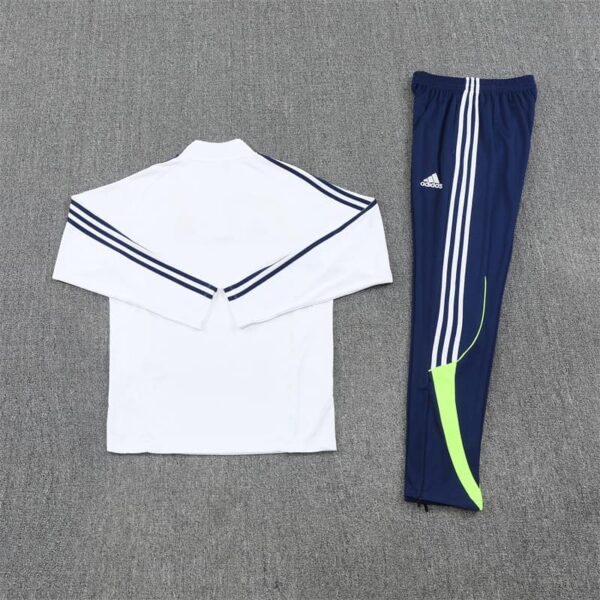 Real Madrid 2025-26 White Green Half Zip Long Sleeve Training Kit - Image 4