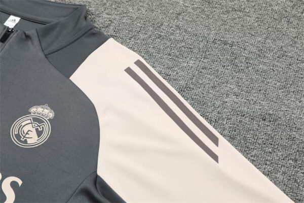 Real Madrid 2024-25 Dark Grey Half Zip Long Sleeve Training Kit - Image 5