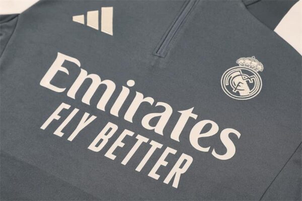 Real Madrid 2024-25 Dark Grey Half Zip Long Sleeve Training Kit - Image 6