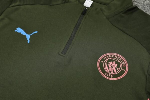 Manchester City 2024-25 Army Green Half Zip Long Sleeve Training Kit - Image 7