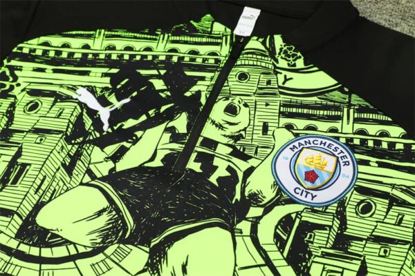 Manchester City 2024-25 Fluorescent Green (Camo Edition) Half Zip Long Sleeve Training Kit - Image 7