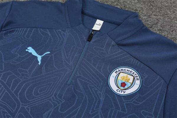 Manchester City 2024-25 Royal Blue (Embossed Edition) Half Zip Long Sleeve Training Kit - Image 7