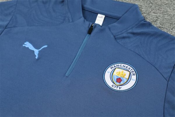 Manchester City 2024-25 Royal Blue Half Zip Long Sleeve Training Kit - Image 7