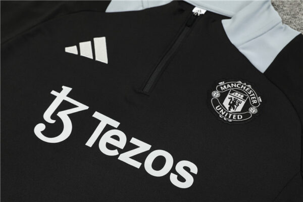 Manchester United 2024-25 Black Half Zip Long Sleeve Training Kit - Image 7