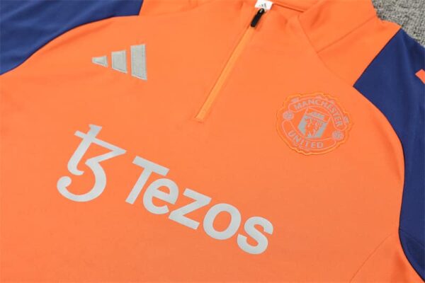 Manchester United 2024-25 Orange Half Zip Long Sleeve Training Kit - Image 7