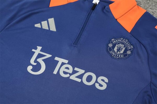 Manchester United 2024-25 Royal Blue Half Zip Long Sleeve Training Kit - Image 7