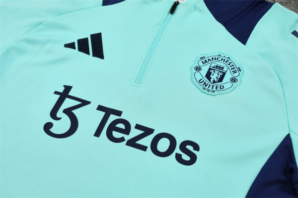 Manchester United 2024-25 Turquoise Blue Half Zip Long Sleeve Training Kit - Image 7