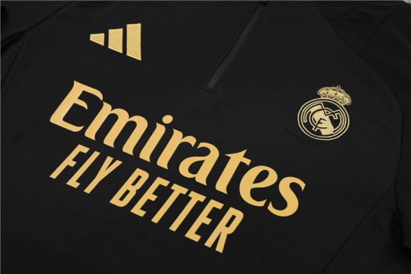 Real Madrid 2024-25 Black Gold Half Zip Long Sleeve Training Kit - Image 7