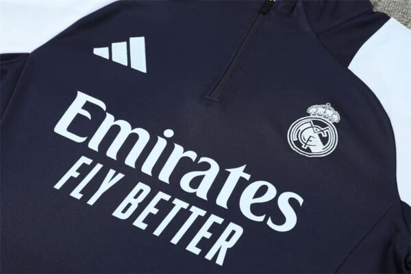 Real Madrid 2024-25 Royal Blue Half Zip Long Sleeve Training Kit - Image 7