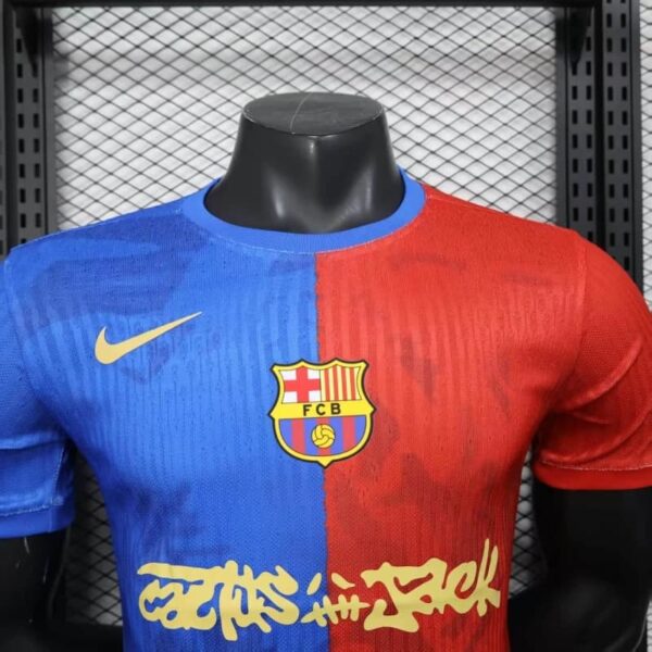 Barcelona 2025-26 Cactus Jack Red Blue Split Special Edition Jersey - Image 8